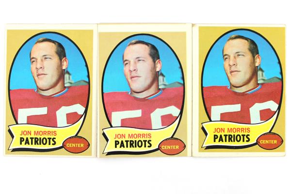 Lot of 3-1970 Topps Jon Morris Center New England Patriots #214 Football Card