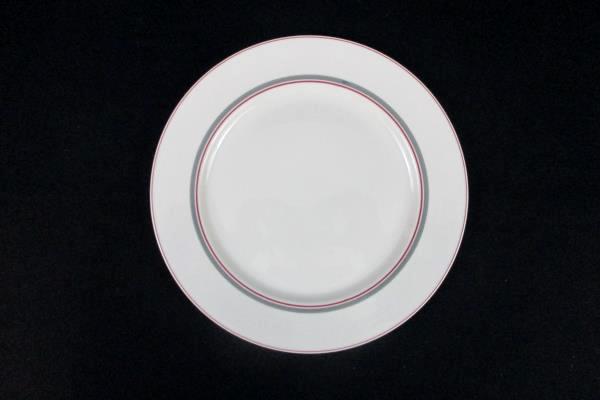Set of 3 Villeroy & Boch Carrousel Dinner Plates Gray Maroon Bands 10.5"