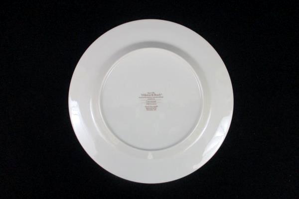 Set of 3 Villeroy & Boch Carrousel Dinner Plates Gray Maroon Bands 10.5"