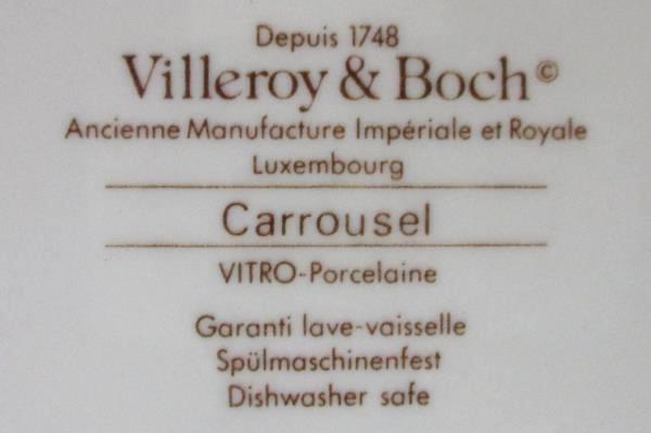 Set of 3 Villeroy & Boch Carrousel Dinner Plates Gray Maroon Bands 10.5"
