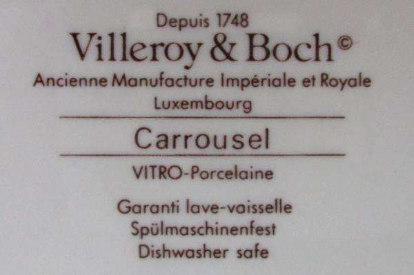 Set of 3 Villeroy & Boch Dinner Plates Carrousel Blue Orange Bands 10.5"