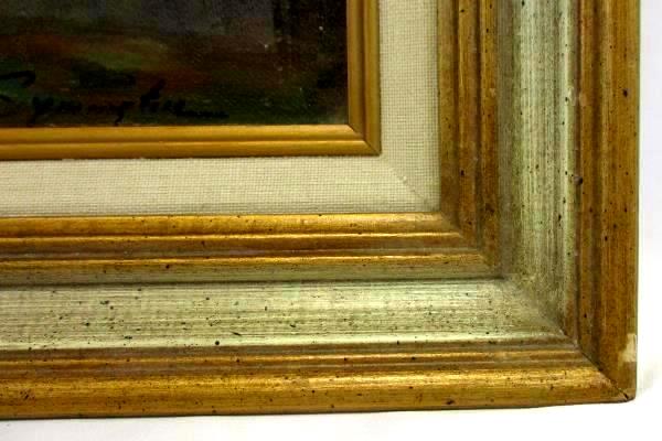 Medium Framed Oil Painting Canvas City Street Landscape Signed
