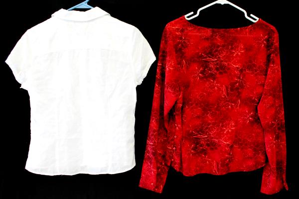 2: Women's Blouse Tops Axcess Liz Claiborne Red Tunic Willi Smith White Shirt 10