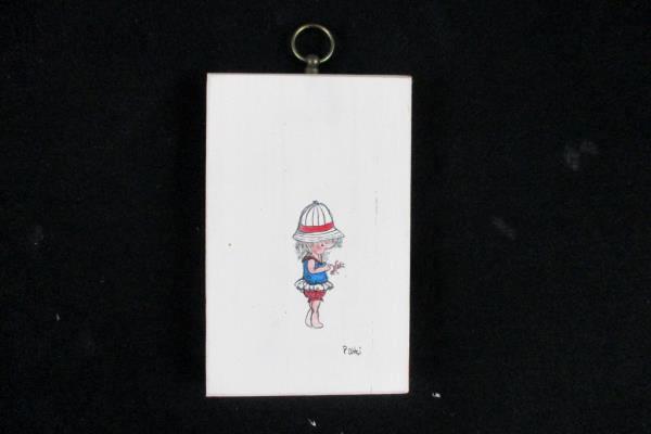 Lot of 2 Swedish Girl Hand Painted Wood Wall Hanging Wooden Colorful Signed