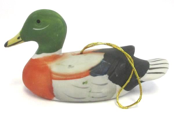 Lot of 2 Vintage Colorful Ceramic & Terracotta Duck Ornaments