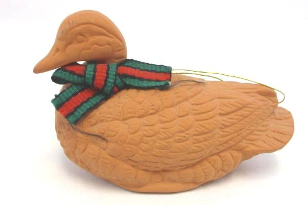 Lot of 2 Vintage Colorful Ceramic & Terracotta Duck Ornaments