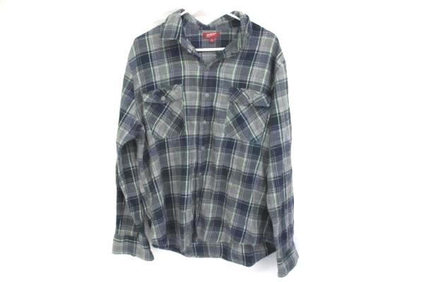 Lot of 2 Blue Tee Power to the Pencil Education Support Plaid Over Shirt Mens XL