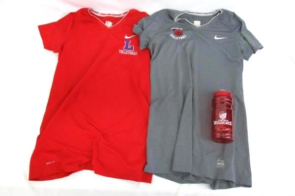 Linfield Wildcat Volleyball Lot 2 Nike Pro Combat Dri-Fit Tops Med Water Bottle