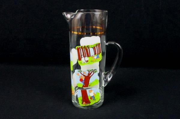 ASHBY GOLF COMICS VINTAGE 1970's Gold Trimmed Heavy Glass Pitcher Fun Rare