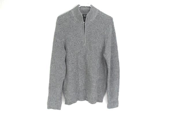 Calvin Klein Sweater 1/4 Zipper Gray Knit 100% Cotton Men's Size Medium