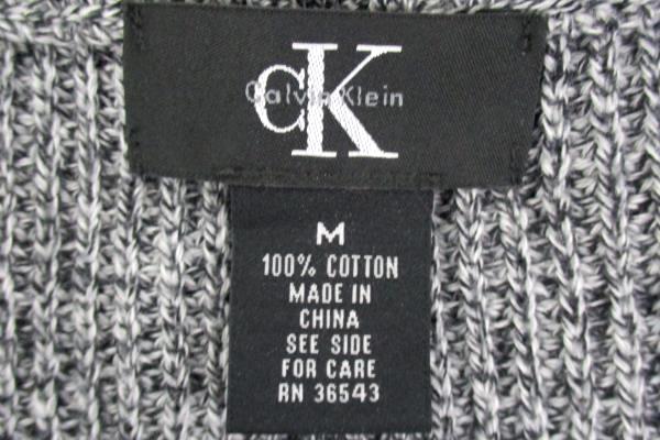 Calvin Klein Sweater 1/4 Zipper Gray Knit 100% Cotton Men's Size Medium
