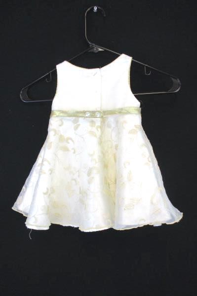 Youngland Special Occasion Cream Gold Embroidered Overlay Bow Dress Toddler 24M