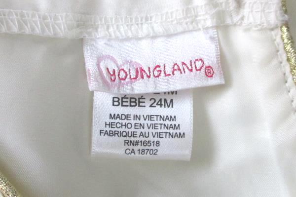 Youngland Special Occasion Cream Gold Embroidered Overlay Bow Dress Toddler 24M
