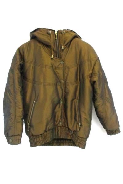 Women's Fera Skiwear Insulated Ski Jacket Bronze Black Faux Fur Size 6 Vintage