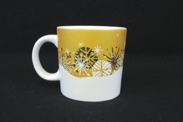 Peet's Coffee White and Gold Snowflake Mug 12 oz.