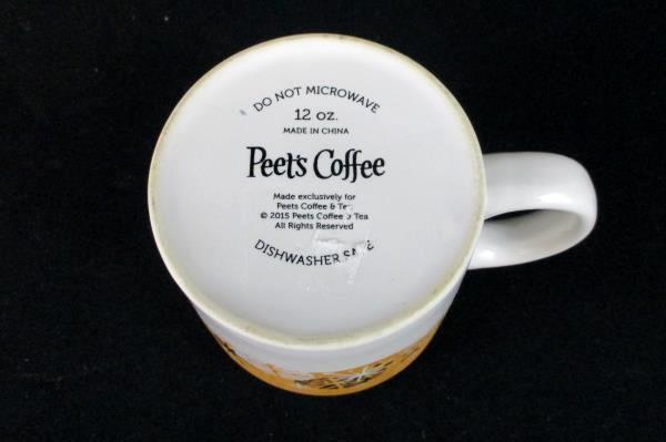 Peet's Coffee White and Gold Snowflake Mug 12 oz.