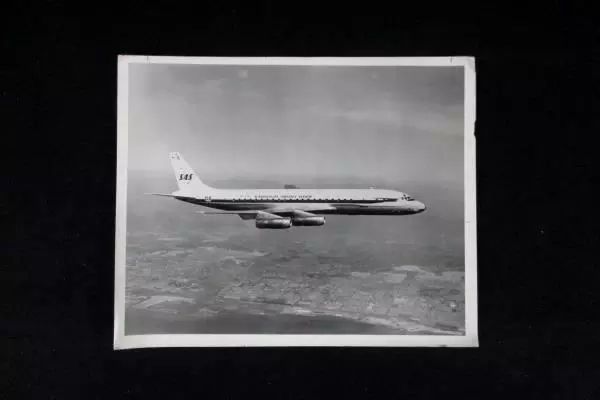 Lot of 4 Vintage B&W Photos Scandinavian Airlines System SAS Airplanes