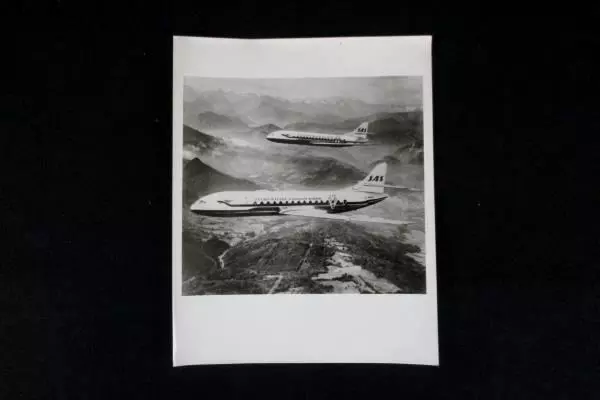 Lot of 4 Vintage B&W Photos Scandinavian Airlines System SAS Airplanes