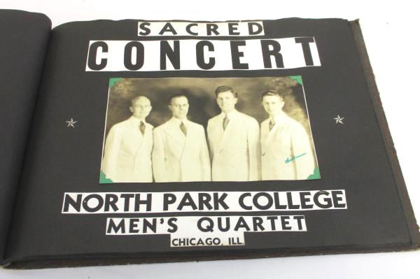 Vintage Photo Album Filled Black & White Photos North Park College Men's Quartet