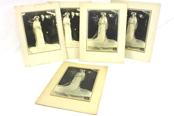 Lot Black White Photos on Cardboard Photographs Early 1900s Wedding Bride Groom