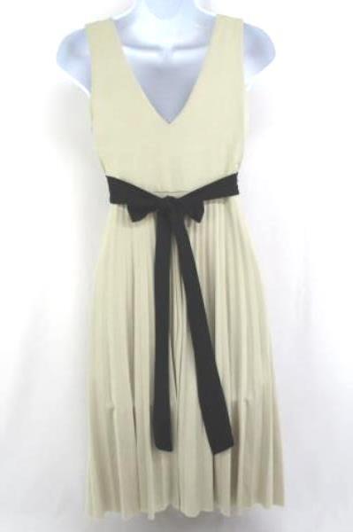 XXI Formal Dress Party Beige Blush Accordion Pleat Empire Waist Sz Medium M