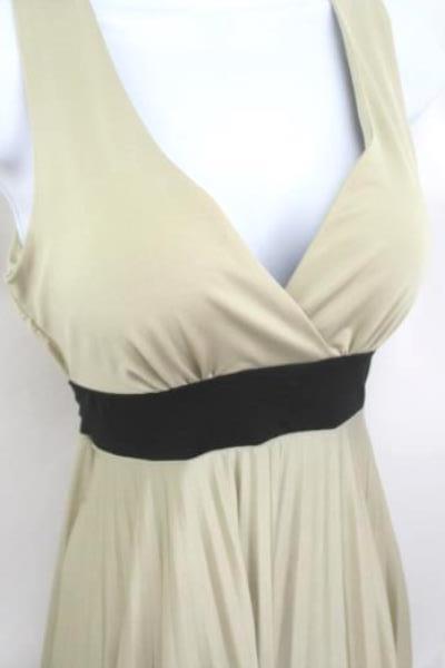 XXI Formal Dress Party Beige Blush Accordion Pleat Empire Waist Sz Medium M