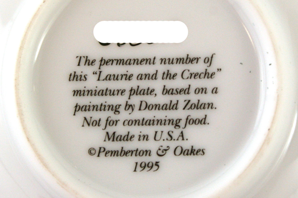 Laurie and the Creche Miniature Plate Pemberton & Oakes Donald Zolan 1995