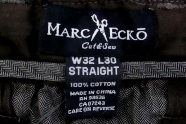 Marc Ecko "Cut & Sew" Men's Straight Leg Slacks 32x32 Grey Herringbone