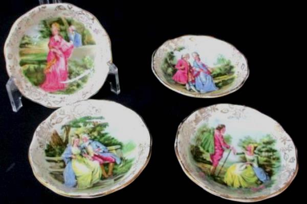 4 Vintage James Kent Ltd Romance Porcelain Trinket Bowls Longton Made in England