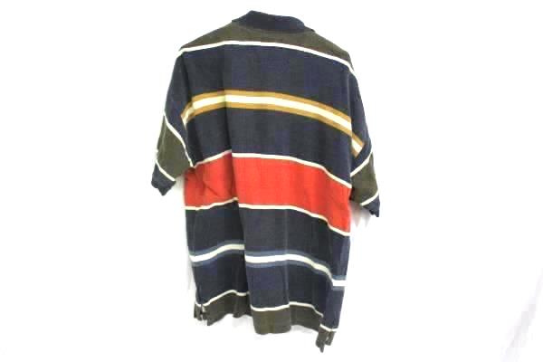 Vintage Eddie Bauer Men's L Polo Striped Blue Red Gold White
