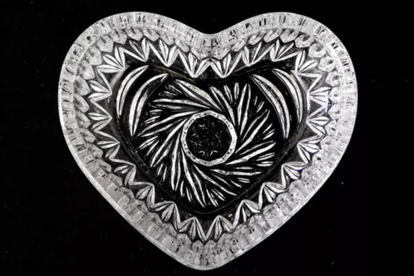 Vtg Anna Hutte German Lead Crystal Heart Trinket Box Bells Bow Original Box