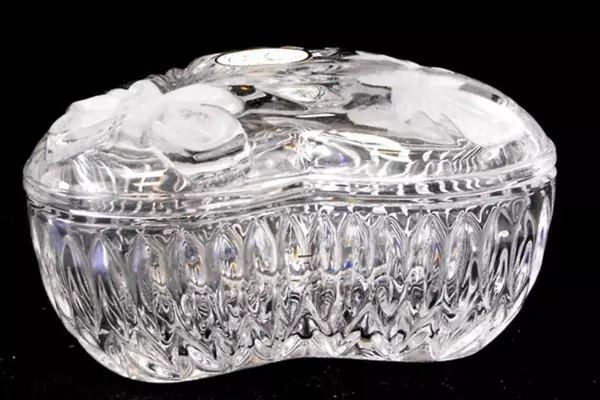 Vtg Anna Hutte German Lead Crystal Heart Trinket Box Bells Bow Original Box