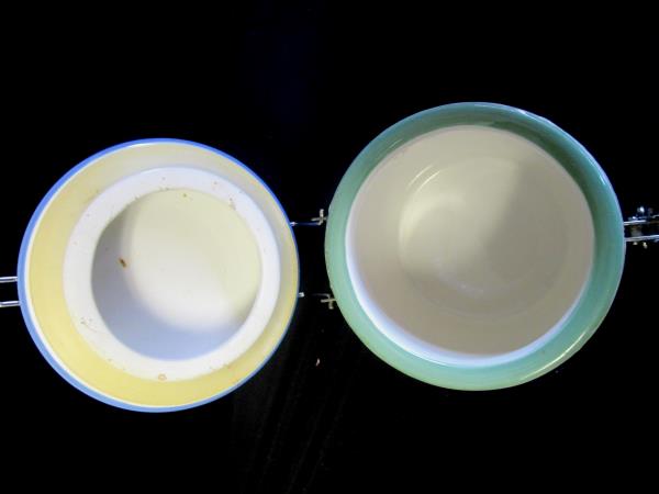 Lot of 2 Certified International Corp. Blue & Green Decorated Cookie Jars Medium
