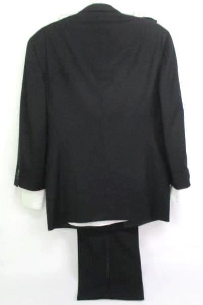 Black 100% Wool Contrast Trim Double Breasted 3 Piece Tuxedo Men's 44L (42 x 35)