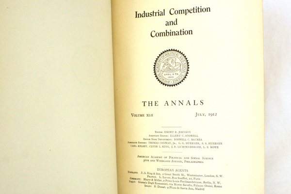 July 1912 Industry Competion Annals American Academy of Political Social Science