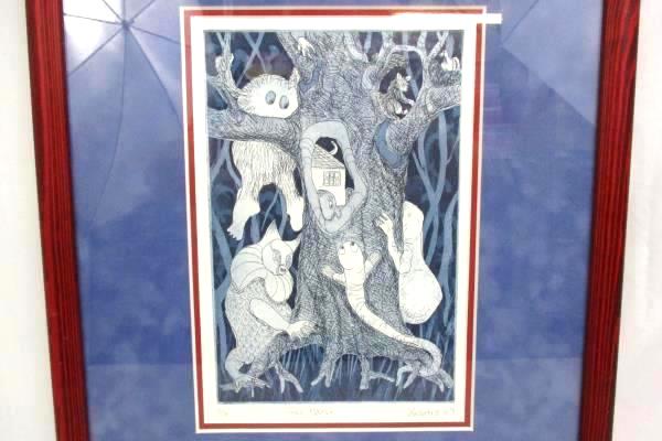 17.5" Framed Matted Signed Artist Proof Drawing Print "TREE HOUSE" 2009