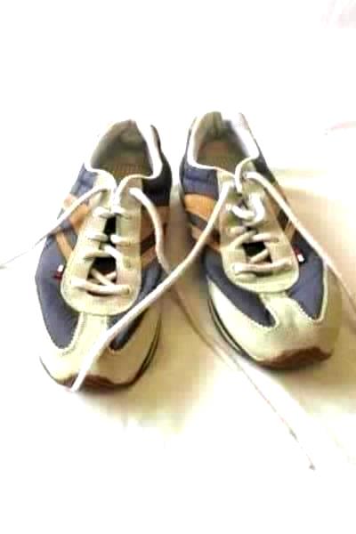 Tommy Hilfiger Women's Blue Brown Leather Man Made Upper Athletic Shoes Size 7M