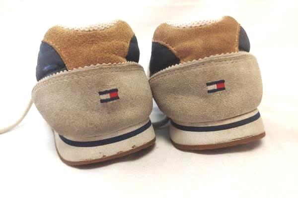 Tommy Hilfiger Women's Blue Brown Leather Man Made Upper Athletic Shoes Size 7M
