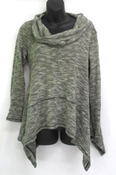 Women's DKNY Metro Style Cowl Neck Sweater Thin Knit Sharkbite Hemline Size S