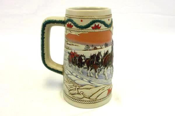 Budweiser Holiday Collector Series Beer Stein 1996 American Homestead Theme