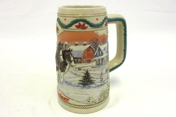 Budweiser Holiday Collector Series Beer Stein 1996 American Homestead Theme