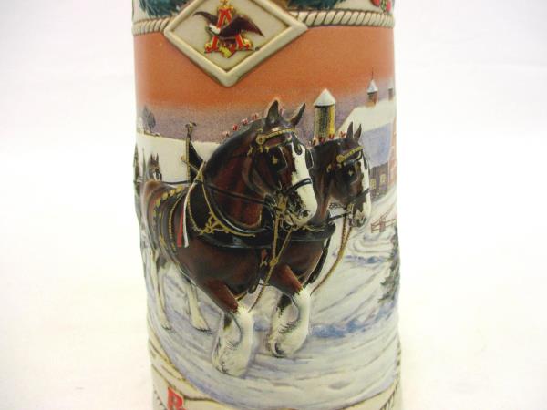 Budweiser Holiday Collector Series Beer Stein 1996 American Homestead Theme