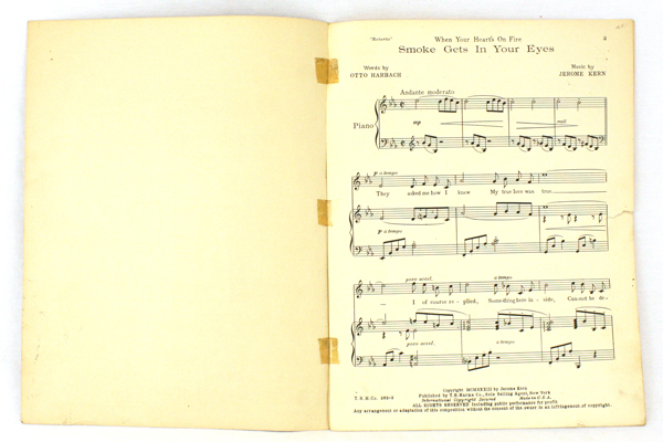 Pair of T.B. Harms Sheet Music Make Believe~When Your Heart's On Fire...