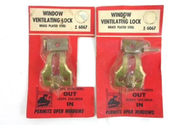 Lot of 2 Sears Roebuck Vintage Window Ventilating Lock Brass Plated Steel 6067