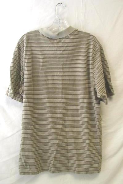 Men's Columbia Polo Shirt Beige Stripes Size Large 100% Cotton