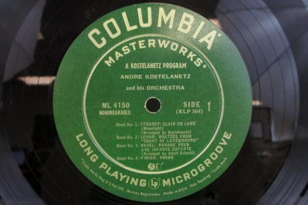 Andre Kostelanetz and his Orchestra Vinyl LP Columbia Records 1950 ML4150
