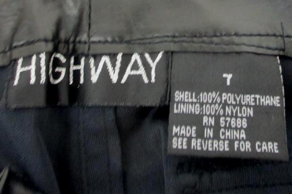 HIGHWAY WOMEN'S BLACK POLYURETHANE PANTS SIZE 7 Halloween Costume Motorcycle
